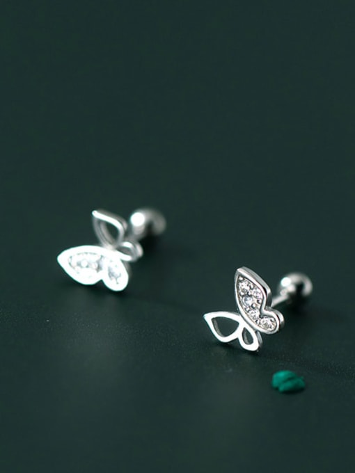 Rosh 925 Sterling Silver Cubic Zirconia Butterfly Cute Stud Earring 1