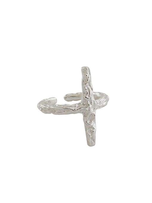 DAKA 925 Sterling Silver Cross Minimalist Band Ring 4