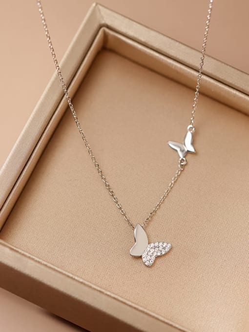 Rosh 925 Sterling Silver Cubic Zirconia Butterfly Minimalist Necklace 0
