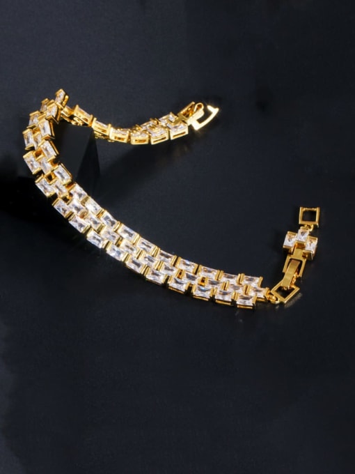 gold Copper Cubic Zirconia Geometric Luxury Bracelet