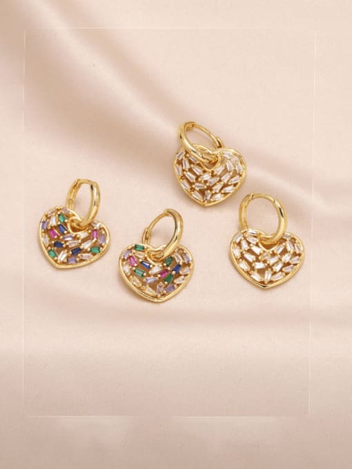 CC Brass Cubic Zirconia Heart Minimalist Huggie Earring