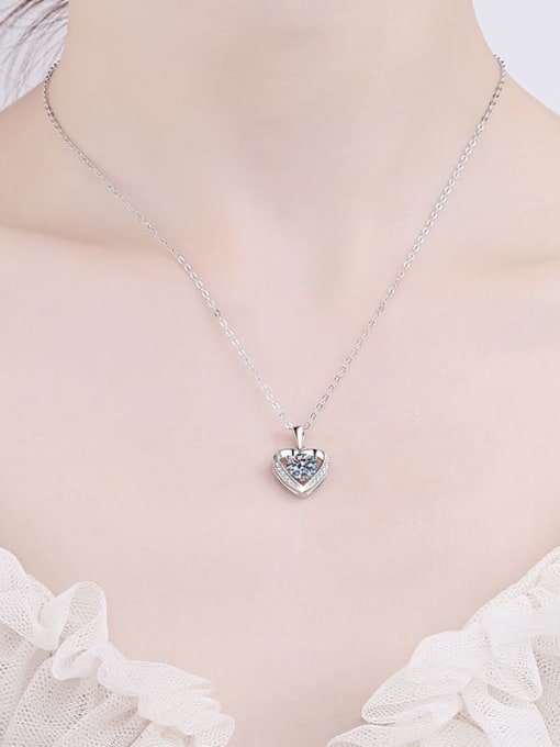 MOISS 925 Sterling Silver Moissanite Heart Dainty Necklace 1