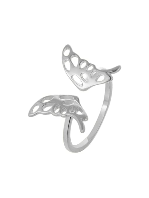 Platinum Butterfly Hollow out Ring 925 Sterling Silver Hollow Butterfly Minimalist Band Ring