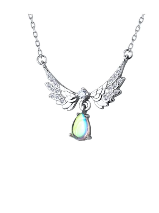 Rosh 925 Sterling Silver Fashion Wings  Water Drop  Pendant  Necklace 0