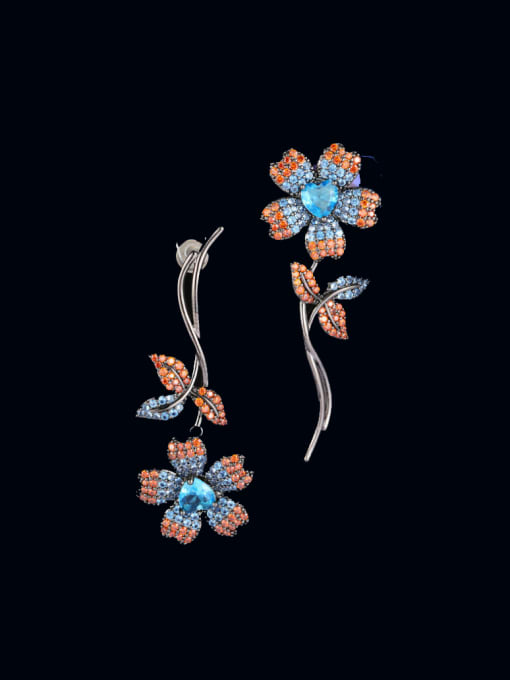 Luxu Brass Cubic Zirconia Flower Luxury Cluster Earring 4