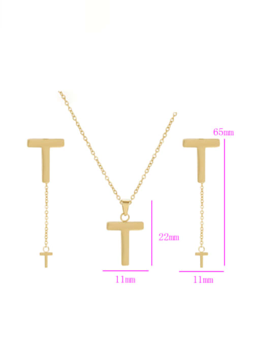XP Alloy Minimalist  Cross Tassel Earring and Necklace Set 2