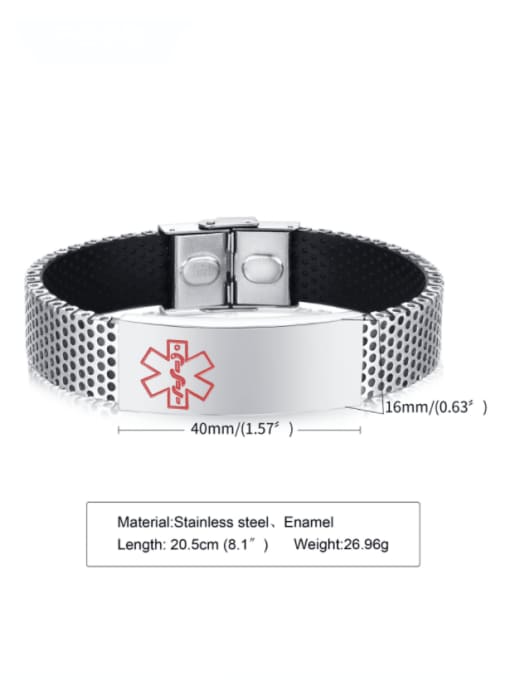 CONG Stainless steel Leather Geometric Hip Hop Bracelet 2