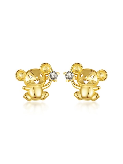 Rosh 925 Sterling Silver With Gold Plated Fashion Mouse Stud Earrings