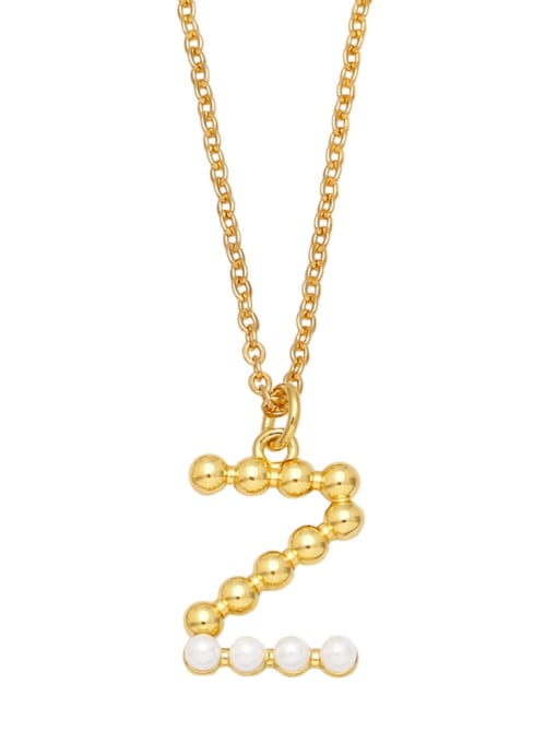 Z Brass Imitation Pearl Letter Minimalist Necklace