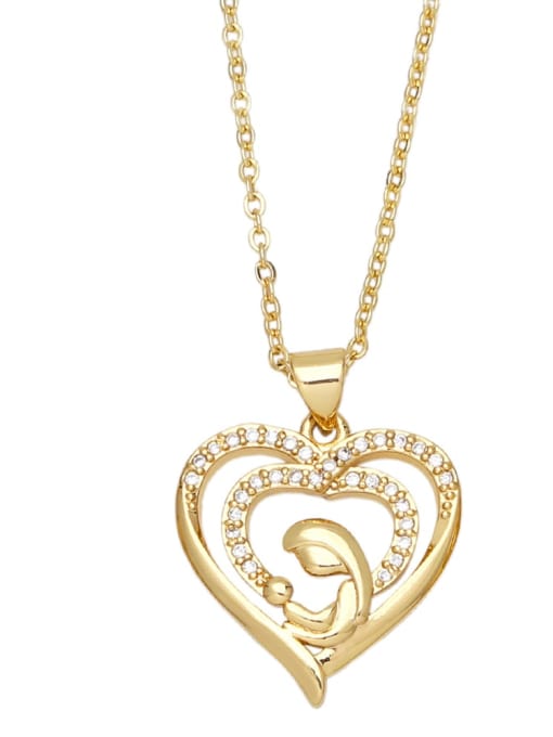 B Brass Cubic Zirconia Letter Vintage Heart  Pendant Necklace