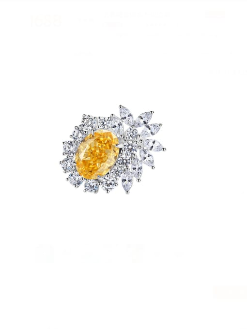 BC-Swarovski Elements 925 Sterling Silver High Carbon Diamond Irregular Luxury Cocktail Ring 0