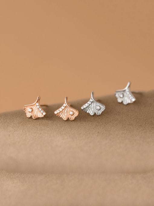 Rosh 925 Sterling Silver Leaf Minimalist Stud Earring 0