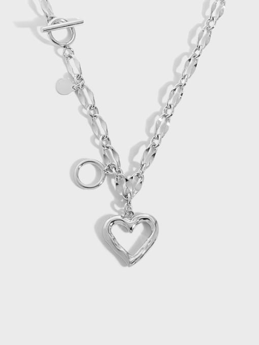 DAKA 925 Sterling Silver Heart Vintage Hollow Chain Necklace 2