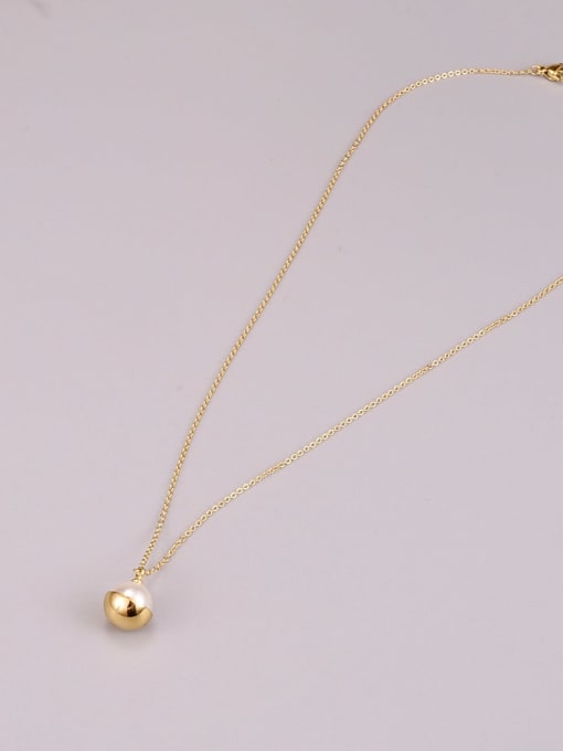 A TEEM Titanium Steel Imitation Pearl Heart Minimalist Necklace