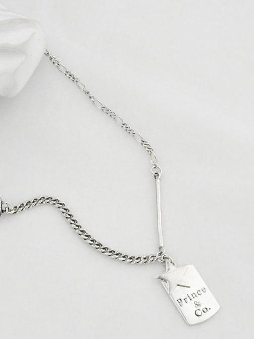 SHUI Vintage Sterling Silver With Antique Silver Plated Simplistic Geometric Power Necklaces 3