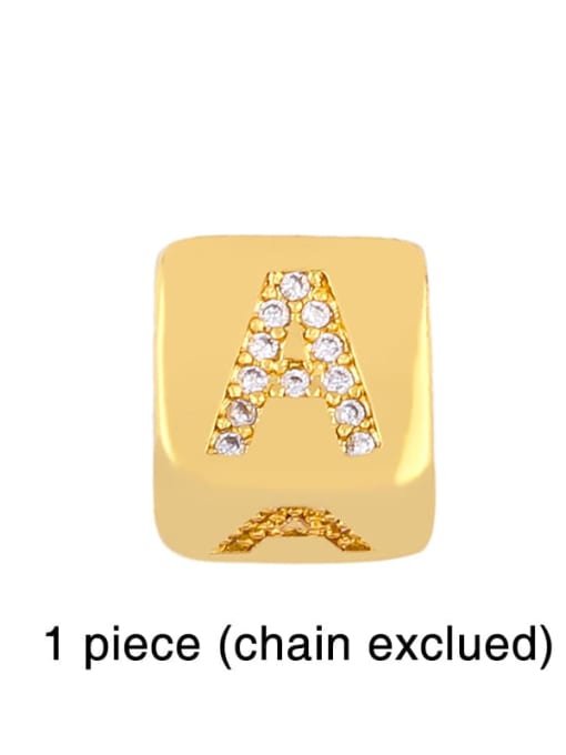 A Brass Cubic Zirconia square  Letter Minimalist Adjustable Bracelet