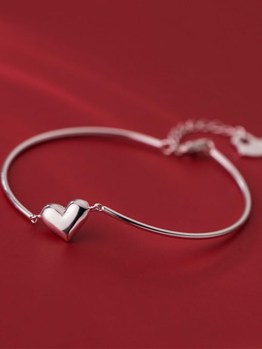 Rosh 925 Sterling Silver Heart Minimalist Bracelet 2