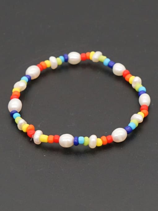 ZZ B200168A Freshwater Pearl Multi Color Round Bohemia Stretch Bracelet