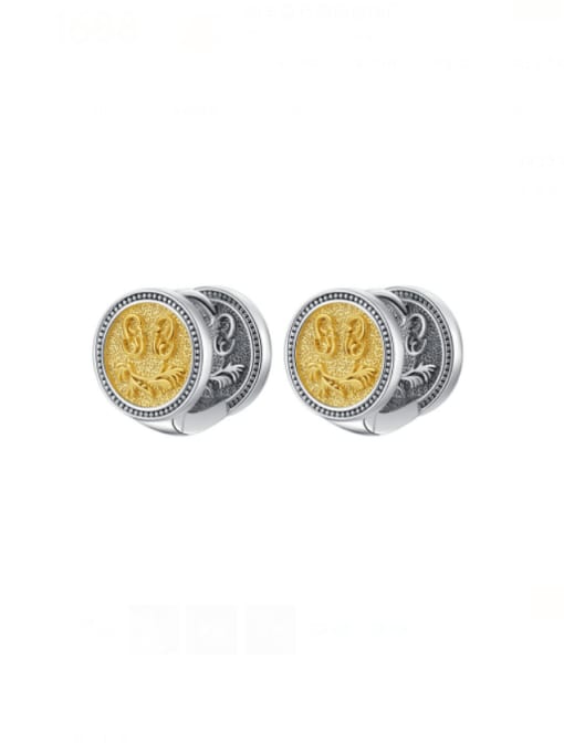 KDP1711 925 Sterling Silver Geometric Vintage Huggie Earring