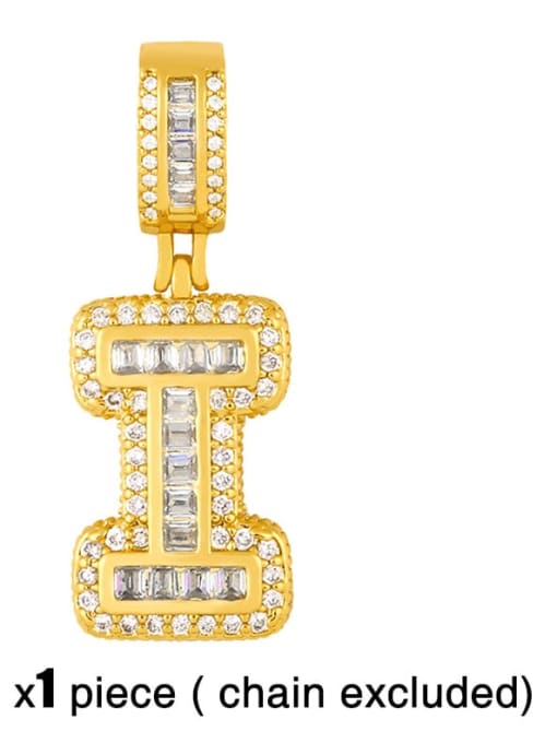 I (excluding chain) Brass Letter  Cubic Zirconia Vintage Pendant