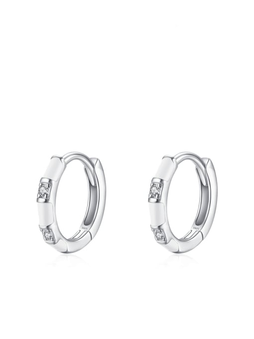 RHE1438 925 Sterling Silver Enamel Geometric Minimalist Hoop Earring