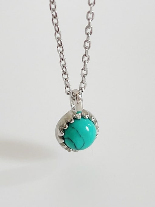 Boomer Cat 925 Sterling Silver Turquoise Round Vintage Necklace 2