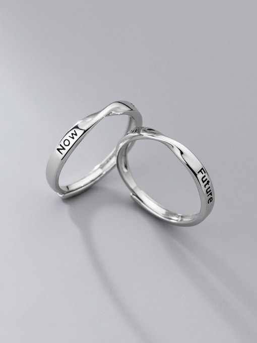Rosh 925 Sterling Silver Letter Minimalist Couple Ring 0
