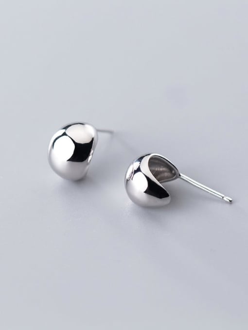 Rosh 925 Sterling Silver Smooth Round Minimalist Stud Earring