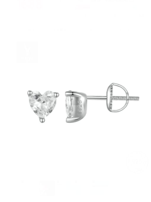 Jare 925 Sterling Silver Cubic Zirconia Heart Minimalist Stud Earring 0