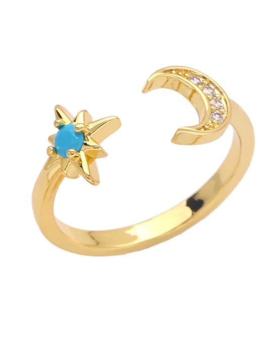 A Brass Cubic Zirconia Star Evil Eye Trend Band Ring