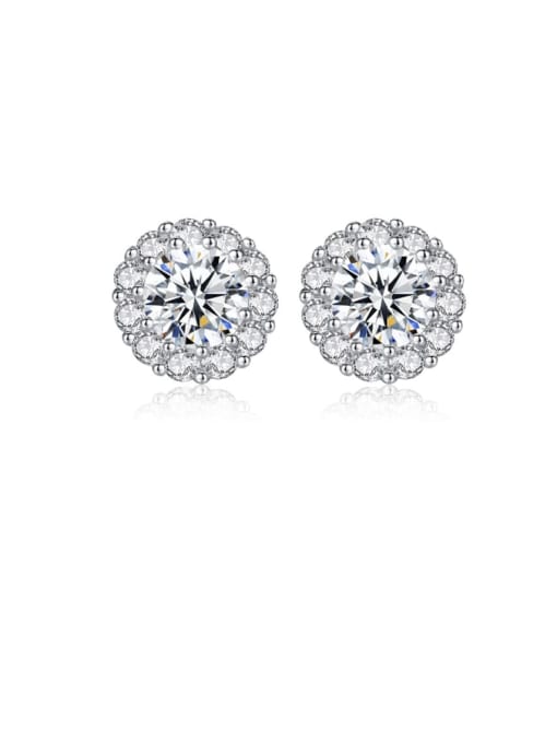 CCUI 925 Sterling Silver Cubic Zirconia White Round Trend Stud Earring 0