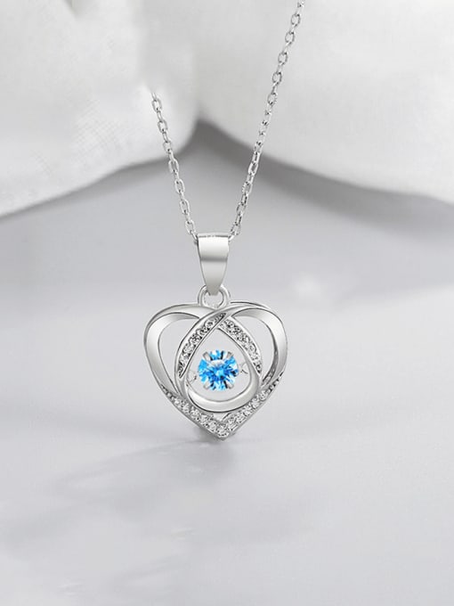 HAHN 925 Sterling Silver Cubic Zirconia Heart Minimalist Necklace 2