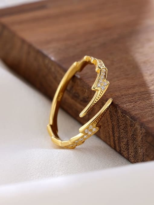 RS1045 【 Gold 】 925 Sterling Silver Cubic Zirconia Irregular Minimalist Band Ring