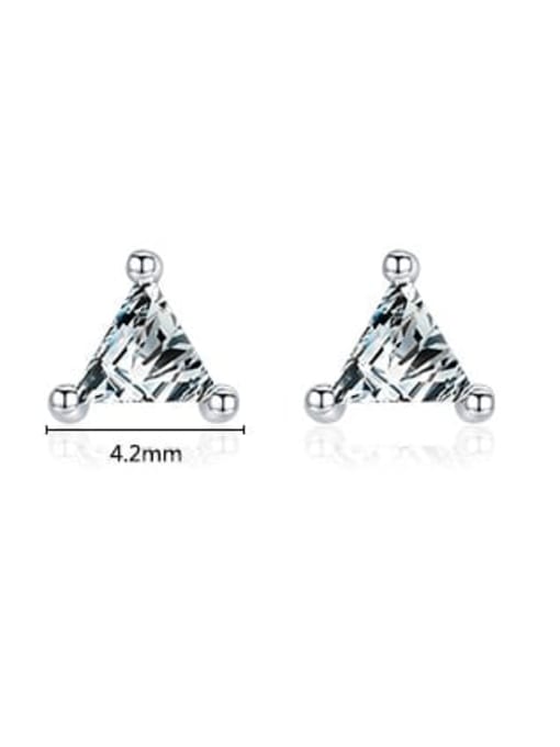 MODN 925 Sterling Silver Cubic Zirconia Triangle Minimalist Stud Earring 2