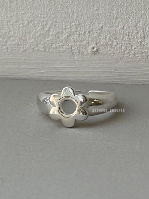 Boomer Cat 925 Sterling Silver Flower Cute Band Ring 0