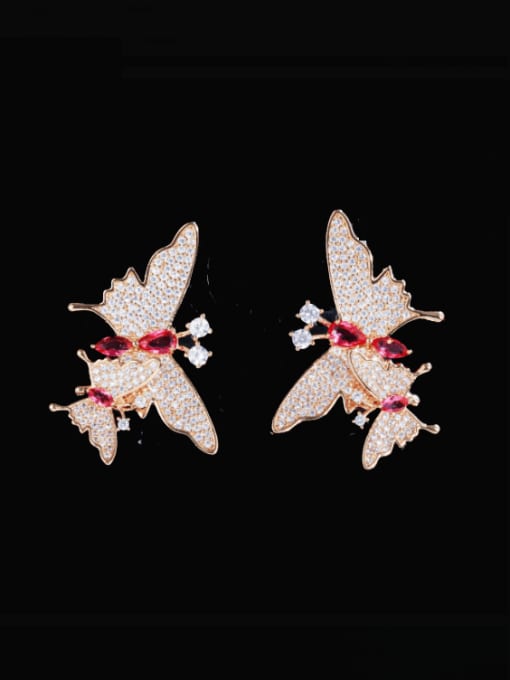L.WIN Brass Cubic Zirconia Butterfly Luxury Stud Earring 2