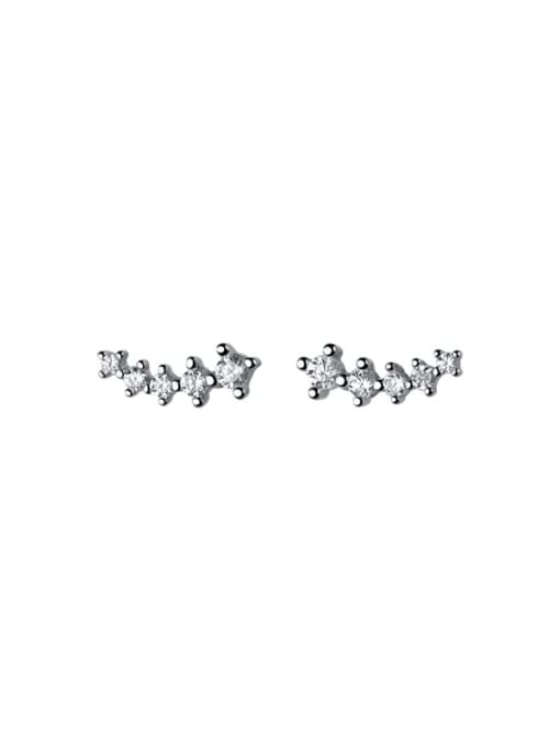 Rosh 925 Sterling Silver Cubic Zirconia Irregular Minimalist Stud Earring 4