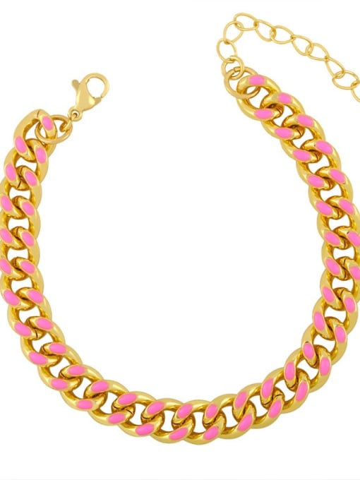 Pink Brass Hollow Geometric Vintage Link Bracelet