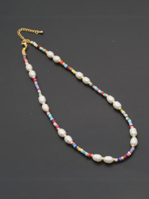 ZZ N200035A Freshwater Pearl Multi Color Miyuki beads  Bohemia Necklace