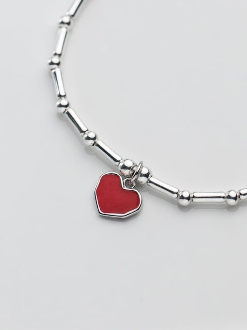 Rosh 925 Sterling Silver Enamel Heart Minimalist Bracelet 3