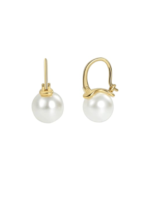 CHARME Brass Imitation Pearl Geometric Minimalist Stud Earring