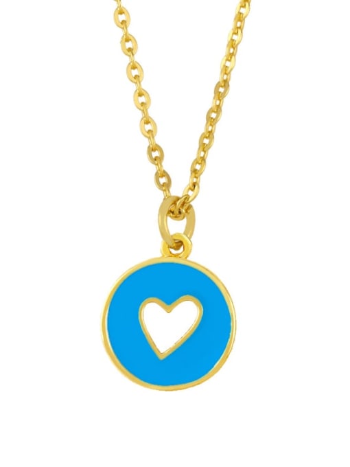 blue Brass Enamel Heart Minimalist Necklace