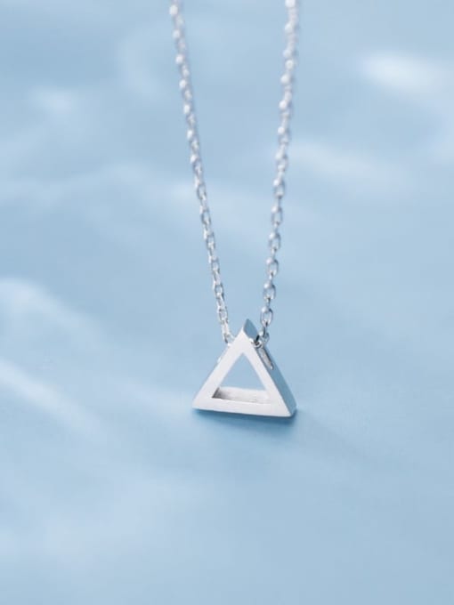 Rosh 925 sterling silver simple Hollow Triangle Pendant Necklace 3