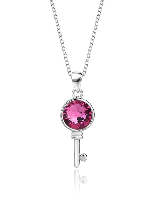 JYXZ 003 (Rose) 925 Sterling Silver Austrian Crystal Key Classic Necklace