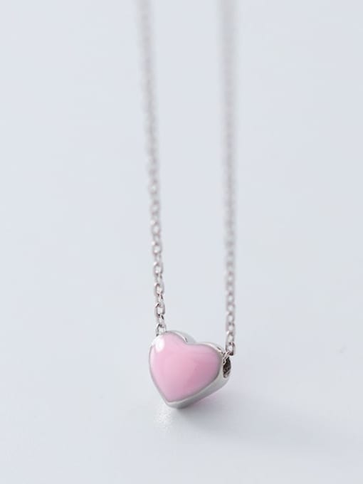 Rosh 925 Sterling Silver Multi Color Enamel Heart Minimalist Necklace 2