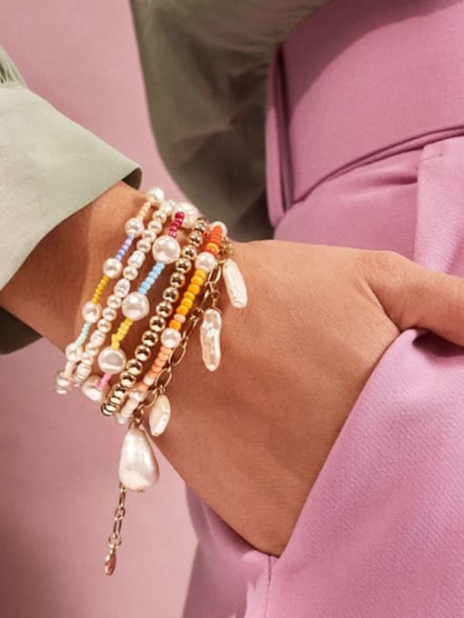 Roxi Freshwater Pearl Multi Color Irregular Bohemia Stretch Bracelet