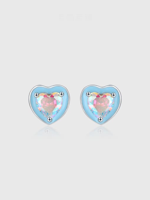 MODN 925 Sterling Silver Enamel Heart Minimalist Stud Earring 0