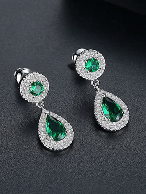 Emerald 04d20 Copper Cubic Zirconia Water Drop Dainty Drop Earring