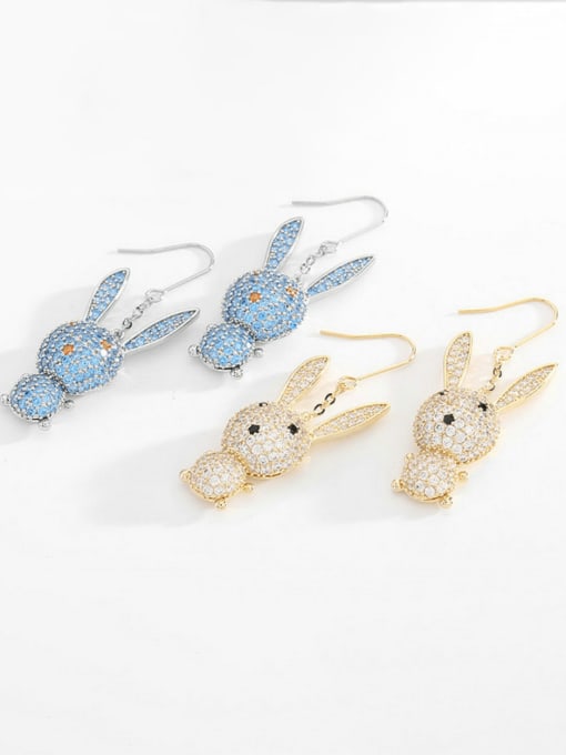 Luxu Brass Rhinestone Rabbit Cute Hook Earring 3