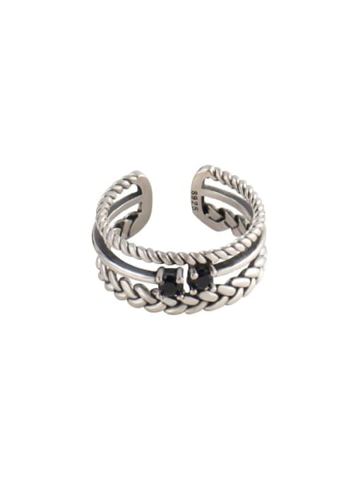 XBOX 925 Sterling Silver Cubic Zirconia Geometric Vintage Stackable Ring 0